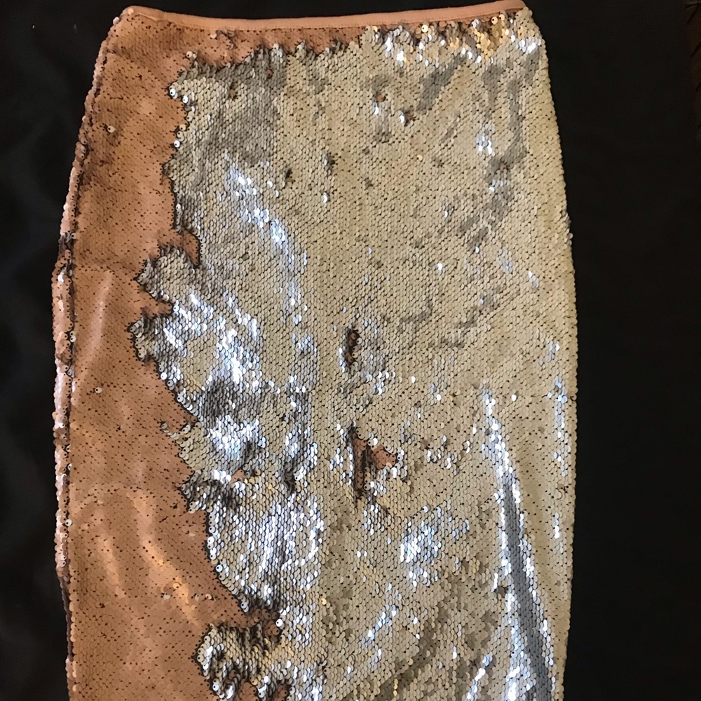 Rose gold sequin skirt